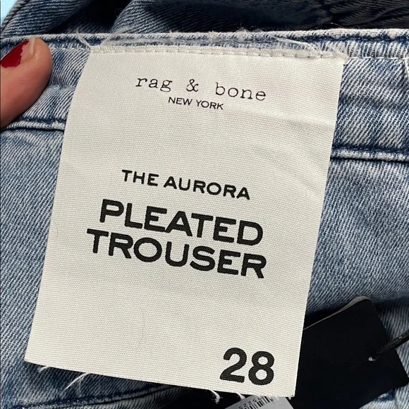 Rag&bone Aurora wide leg Blue Women's pleated trouser Jeans- nwt - Picture 3 of 7